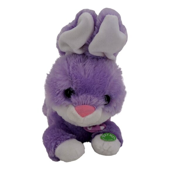 Easter Purple and White Plush Bunny with Polka Dots Bow - Picture 1 of 6